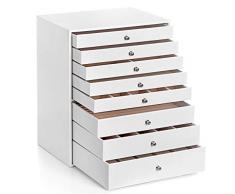 SONGMICS Caja Joyero para Mujeres Grande con 8 Cajones para Anillos Aretes Pendientes Collares Almacenamiento Moderna Blanco JBC11WT