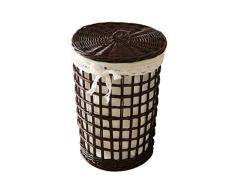 WZHZJ Almacenamiento Cesta de Paja de Mimbre Rattan Cesta de la Flor Ropa Sucia Misceláneas del Almacenamiento de la Cesta del almacenaje