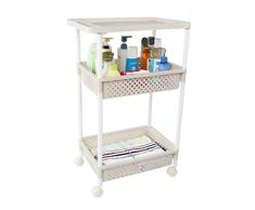 HaiYushop Carro Auxiliar con Ruedas Y 4 Bandejas De Rejilla Plásticas para La Sala De Estar De La Cocina,47.9X21X77.4cm