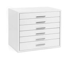 SONGMICS Caja de Joyas de Madera, Organizador de Joyas de 6 Capas, Ideal para Collares, Pendientes, Gafas de Sol, Pulseras, Relojes, Blanco JOW13WT