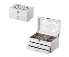 Joyero de Madera con 2 cajones Blanco romántico para Dormitorio Fantasy - LOLAhome