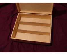 CAJA DE MADERA PARA EL VINO - MADERA LLANA CON 3 ESPACIOS - DECOUPAGE SO3