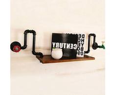 Fangfang Revistero Magazine Rack G Colgador de Pared de Madera Maciza Vintage Decorativo Hierro Forjado 2 tamaños (Color : A)