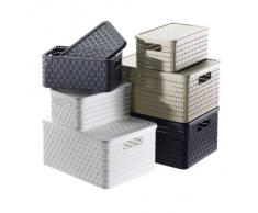 Rotho Country - Caja de almacenaje con efecto de mimbre, Beige, A5+