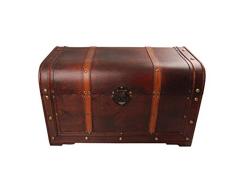 MYBOXES - Baúl colonial con correas de piel, mueble pequeño, 60 x 35 x 35 cm