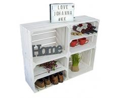 Kit de 4 Sólido Caja de Fruta Cajón de Manzana Caja de Vino de la región de altes Land 49 x 42 x 31cm - Nuevo Blanco 2X Verticalmente 2 X Sin