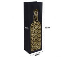 Bolsa Botella (Pack de 12) - Bolsas Botellas con Asas de Cuerda para Vino y Champan - Bolsas Papel Regalo para Fiestas, Cumpleaños, Fiesta de Aniversario y Cena - Bolsa de Regalo (Una Botella)