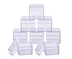 BENECREAT 10 Pack Cajas Cuadrado de Alta Transparencia Contenedores de Plástico Cajón Organizadores para Artículos de Belleza Otros Artículos Pequeños