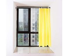 BAOYOUNI barra de cortina de ducha recta ajustable de acero inoxidable para ventana tensión armario, percha de ropa, cabeza ovalada antideslizante - sin perforaciones, Grey (Pack of 2), 113-191cm