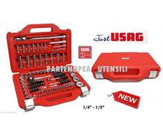 USAG U06010011 - Pack de 100 piezas surtido de llaves de vaso hexagonales y puntas en caja modular