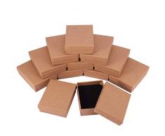 LANGING 12 Pack Marrón Cajasde Cartón para Joyería Elegante Caja de Regalo Rectángulo