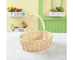 CUPWENH Rattan Cesta De Almacenamiento Portátil Azul Grande Canasta De Picnic Cesta Cesta Cestas De Fruta Cesta De Almacenamiento,Tamaño Mediano 42 * 33 * 15 Cm
