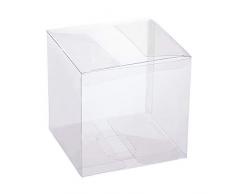 BENECREAT 30 Pack Caja Plegable Cajita Plástica Envase Transparente de Regalo Contenedor de Dulce Chocolate para Boda Fiesta Cumpleaños 9x9x9cm