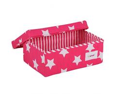 Minene Caja de Tela pequeña Estrellas Fucsia, 32x21x12 cm