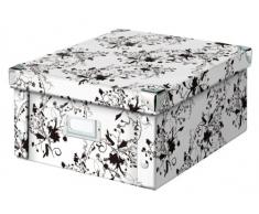 Zeller 17847 Caja de almacenaje de cartón Blanco (White Floral) 31 x 26 x 14 cm