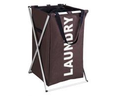 WENKO 3440011100 Cesta para la ropa marrón Uno - cesta para la ropa, 52 L, Poliéster, 35 x 57 x 38 cm, Marrón