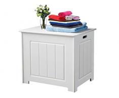 Cuarto de baño la ropa sucia unidad de almacenamiento organizador baúl de madera color blanco