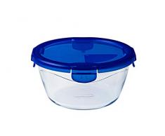 Pyrex Cook & Go Recipiente Redondo 19CM 160CL con Tapa Cook&GO, Azul, 4.69 cm