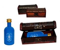 Lote de 7 Botellas "Little Gin Premium" en Baúles de Madera Clásicos. Detalles de Bodas y Eventos. 