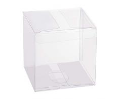 BENECREAT 30 Pack Caja Plegable Cajita Plástica 8x8x8cm Envase Transparente de Regalo Contenedor de Dulce Chocolate para Boda Fiesta Cumpleaños
