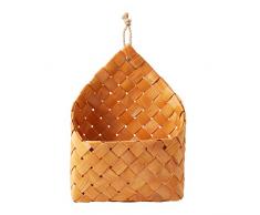 Yunhigh montado en la pared que cuelga la cesta de la planta montado en la pared cedro natural hoja trenzada maceta tejida a mano de la pared decorativo titular de la planta decoración para el hogar