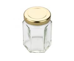 Tala 55 ml Hexagonal dorado bote para conservas con tapa a rosca, transparente