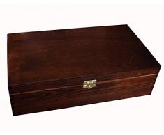 SO2b Caja de madera para el vino - barnizada caja para el vino - para 2 botellas con bisagras 35x20x10