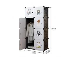 Armarios dormitorio Juguetes de ropa zapatos lindos Ropero Armario gabinete portátil de dibujos animados Animales Diseñado bricolaje modular de almacenamiento Organizador Diseño moderno para colgar ro
