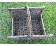 Cesta para leña, Cesta de madera de ratán, color madera de haya barnizada