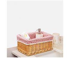 Canasta de almacenamiento Handmade rattan escritorio Living snack Box Home Fabric Frame tejida cesta Bamboo Basket canasta de almacenamiento cesta del almacenaje(L)