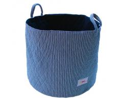 Minene - Cesta de almacenamiento (tamaño pequeño), diseño de rayas, color blanco y azul marino