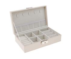 IPOTCH Caja Joyero Organizador de Joyerías Estuche para Almacenamiento de Joyas Anillos Pendientes - Blanco