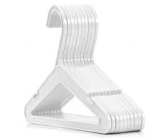 Hangerworld 50 Perchas 26cm para Niños Plástico Blanco Claro Perfil Plano Ahorra Espacio Resistente
