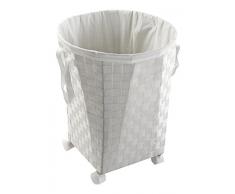 Versa 19485333 Cesta Ropa C/Ruedas Blanca, 50x39x39cm, Nylon