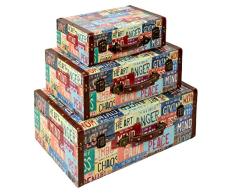 ts-ideen juego set de 3 Containers estantería cómoda caja cofre de diseño estilo retro shabby industrial