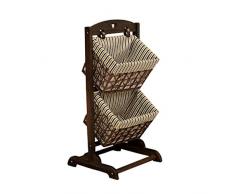HQQ Canasta de Almacenamiento de Piso Moderno Simple Estante de Almacenamiento de múltiples Capas de la Cesta de Mimbre de Madera para la Sala de Estar del Dormitorio