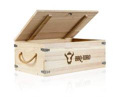 BBQ-Toro - Caja Rústica I Madera de Maple I Baúl para Horno Holandés I 27,5 litros I 54 x 33 x 21 cm I Accesorio de Barbacoa