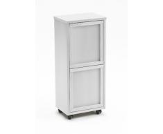 Arredamenti Italia 872 MADERA 2 Cubo de basura inteligente Clasificación Haya Gloss sólido blanco 36 x 84 x 26 cm
