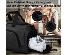 Bolsa de Deporte Hombre Bolsas Gimnasio Mujer con Compartimento para Zapatos Bolsos de Viaje Grande Impermeable Deportivos Fin de Semana Travel Gym Bag 40L Negro