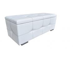 Ventadecolchones Baúl Tapizado Selene 121 x 46 x 42 DE Alto (Patas + 4cm) Color Blanco con Patas Antideslizantes