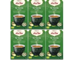 Pack de 6 Cajas de Yogi Tea Infusión Biológica en Bolsitas Té Verde Energía 17x1,8 g