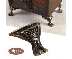Garosa 4 Piezas De Latón Antiguo Caja De Regalo De Joyería Caja De Madera Pies Decorativos Piernas Pecho Protector De Esquina Vintage