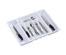 Kesper 30086 - Bandeja Extensible para cuberterÃ­a (plÃ¡stico, 29-50 x 38 x 6,5 cm), Color Blanco