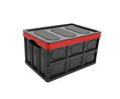 Somine caja plegable de la cesta del almacenamiento con la cubierta - Compartimiento de almacenamiento versátil - 52 litros Cesta de la utilidad de la pared sólida para SUV, vehículo y recorrido