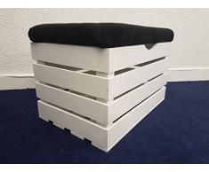 Grandes de madera color blanco asiento banco caja Otomana cofre del tesoro pouffee (PBL)