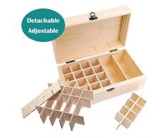 Beunyow 36 Botellas Portátil Almacenamiento de Aceite Esencial de la Caja de Madera para exhibir Aceite, Perfume, Aceite Esencial para Negocios, Adecuado para la Familia y la Aromaterapia