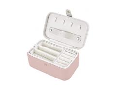 Caja de Joyas de 2 Capas - Cuero PU Organizador de Joyas,Estuche para Guardar Joyero,Pendientes,Anillos y Collares,Tapa Elevable (Rosa)