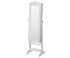 NOVA Armario Espejo joyero – 142 x 40,9 x 36,5 cm – para Joyas, con Llave, con Espejo – Armario, Organizador, Armario