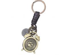 Trenzado hombres botas de cuero reloj de la forma dominante del sostenedor del anillo Cadenas Llavero bolsos pendiente de la llave Mengonee