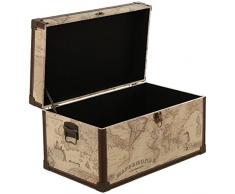 DonRegaloWeb - Set de 2 baúles de madera y polipiel con el mapamundi y herrajes metálico 65x38x35 y 55x32x30cm